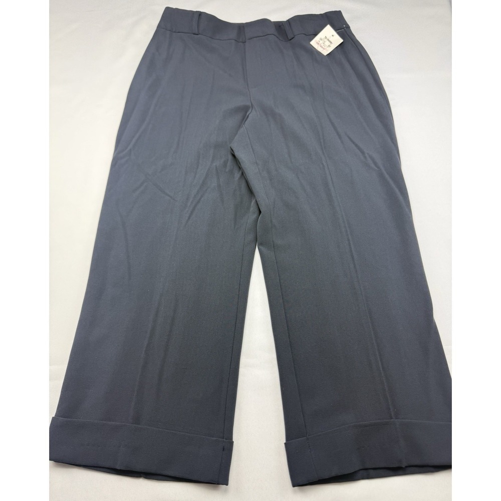 Pantology‎ Womens Dress Pants Size 12 Gray Wide Leg Cuffed Stretch NWT